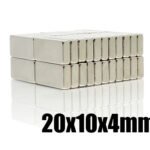 5 MAGNETI NEODIMIO 20X10X4 MM CALAMITA POTENTE FIMO CERAMICA FORO 4MM