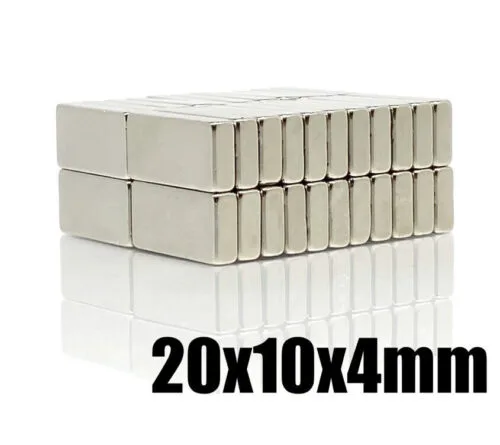 5 MAGNETI NEODIMIO 20X10X4 MM CALAMITA POTENTE FIMO CERAMICA FORO 4MM