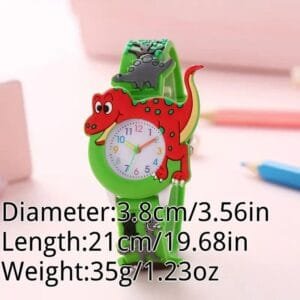 Orologio per bambini con cinturino in silicone a forma di simpatico dinosauro