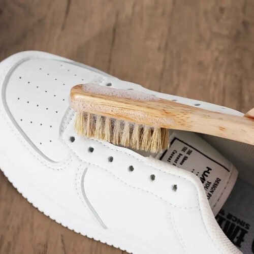 Spazzola per Scarpe in Legno Massello Setole Pulire Ideale per Angoli