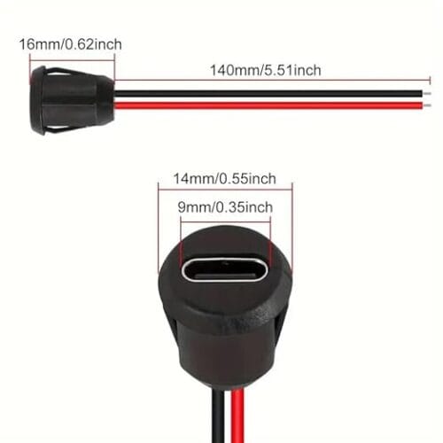 5PZ CONNETTORI USB TYPE-C A PRESSIONE DIRETTA 2PIN CON CONTATTI IN RAME 3A