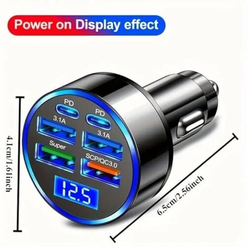 Caricabatterie Accendisigari 150W 4 Porte USB Fast Charge