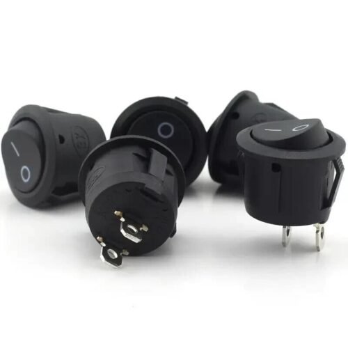 10 PZ INTERRUTTORE A BILANCIERE ROTONDO NERO 2 PIN ON/OFF 12V