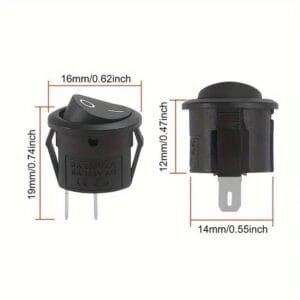 10 PZ INTERRUTTORE A BILANCIERE ROTONDO NERO 2 PIN ON/OFF 12V