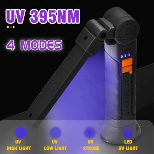 Torcia LED UV Ricaricabile USB Luce da Lavoro Magnetica