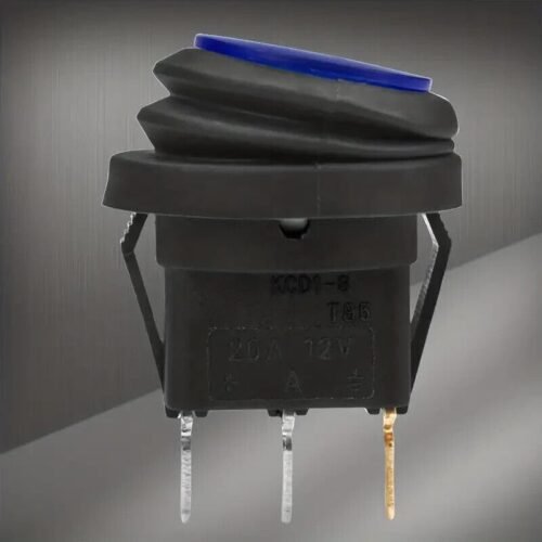 2 Pezzi Interruttore Impermeabile Con Luce LED Blu ON OFF 3 Pin 12V 20A