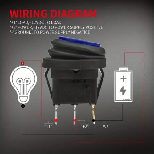 2 Pezzi Interruttore Impermeabile Con Luce LED Blu ON OFF 3 Pin 12V 20A