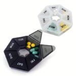 Porta pillole capsule 7 Giorni Medicina Pillola Scatola Portatile nero Organizer