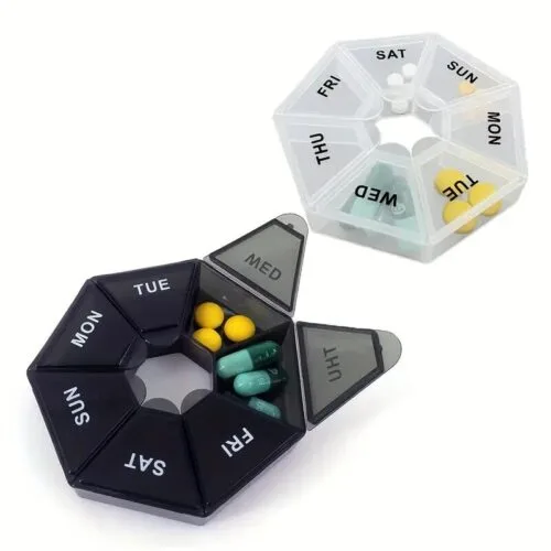 Porta pillole capsule 7 Giorni Medicina Pillola Scatola Portatile nero Organizer
