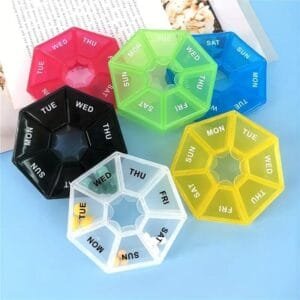 Porta pillole capsule 7 Giorni Medicina Pillola Scatola Portatile nero Organizer