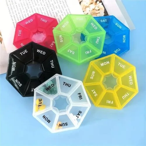 Porta pillole capsule 7 Giorni Medicina Pillola Scatola Portatile nero Organizer