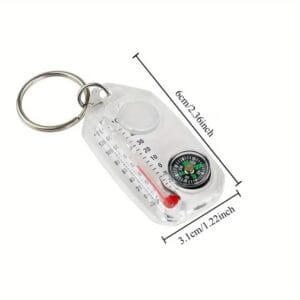 Portachiavi 3-in-1 in Acrilico Termometro Compasso Lente