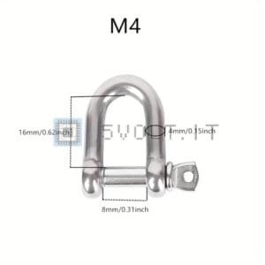 2pz Grucce a Forma D in Acciaio Inox 304 M4 Antiruggine