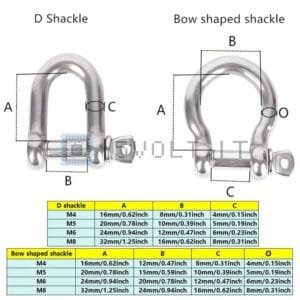 2pz Grucce a Forma D in Acciaio Inox 304 M4 Antiruggine