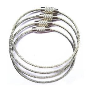 3 PZ CAVO IN ACCIAIO INOX PER PORTACHIAVI 15CM AD ANELLO AVVITABILE