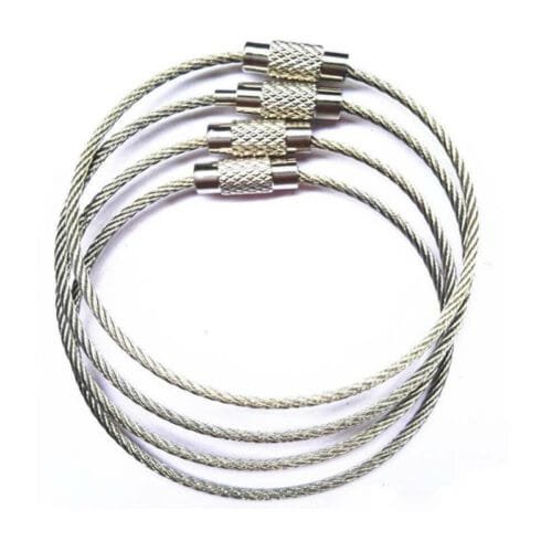 3 PZ CAVO IN ACCIAIO INOX PER PORTACHIAVI 15CM AD ANELLO AVVITABILE