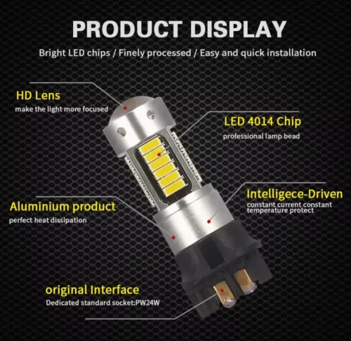 2pz Lampade LED PW24W PWY24W 30SMD per Audi BMW VW