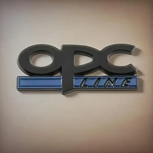 Emblema Sticker Metallico 3D Nero Opaco OPC Line per Veicoli Opel