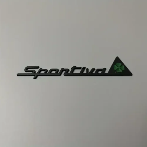 Emblema Sticker Metallico 3D Nero Opaco Sportiva per Veicoli Alfa Romeo