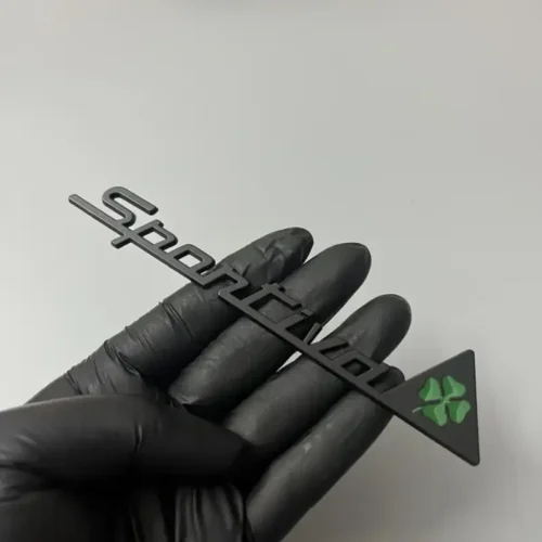 Emblema Sticker Metallico 3D Nero Opaco Sportiva per Veicoli Alfa Romeo
