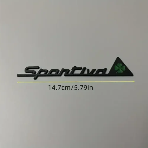 Emblema Sticker Metallico 3D Nero Opaco Sportiva per Veicoli Alfa Romeo