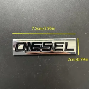 Emblema Sticker Metallico 3D Posteriore Diesel Nero e Cromato Unversale