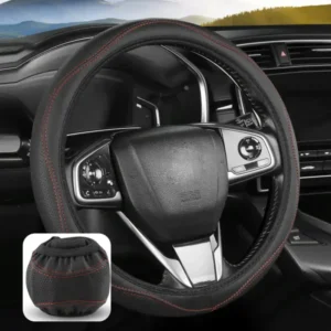 Cover per Volante Microfibra Cuciture Rosse Design Forato Antiscivolo