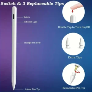 Penna Stylus 2018-2025 Bianca Ricaricabile per iPad 6/7-8/9/10 Pro 11 M4