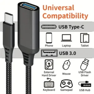 Cavo Adattatore Intrecciato da USB C a USB 3.0 Fast Charge Cavo Dati OTG