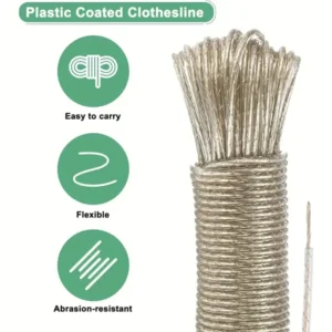 Corda per Stendibiancheria in PVC Nucleo Acciaio 20 Metri 2mm Impermeabile