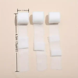 Set 3 Rotoli Nastri di Chiffon Bianco 13.7mt per Nozze Bouquet e Matrimonio