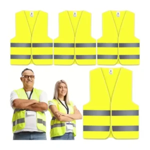 1Pz Gilet di Sicurezza Riflettenti Certificati ISO 20471 Strisce Neon Leggera