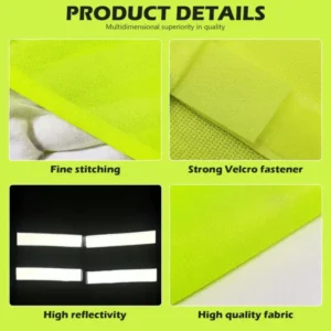 1Pz Gilet di Sicurezza Riflettenti Certificati ISO 20471 Strisce Neon Leggera