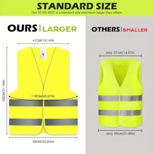 1Pz Gilet di Sicurezza Riflettenti Certificati ISO 20471 Strisce Neon Leggera