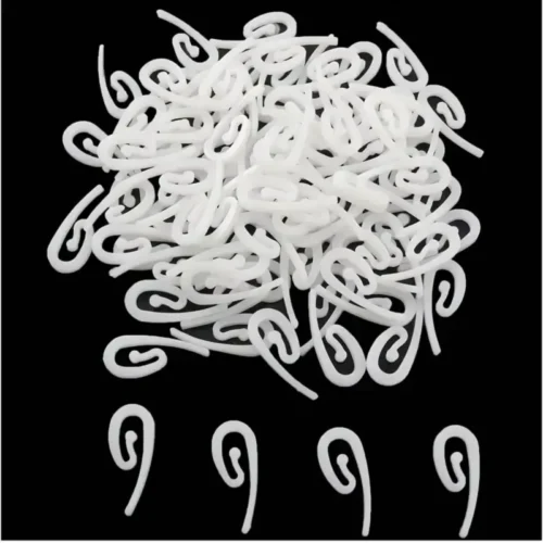 100Pzi Anelli per Tende da Doccia a Forma di G Plastica Bianca Ganci Asta