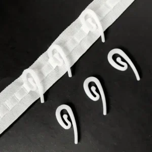 100Pzi Anelli per Tende da Doccia a Forma di G Plastica Bianca Ganci Asta