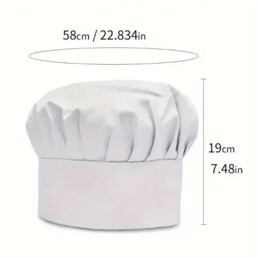 Set 2 Cappelli da Chef Nero Adulti Regolabili con Elastico Cuochi Donne Uomini