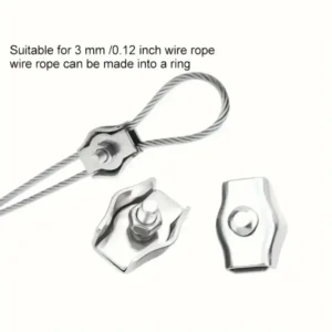 15pz Morsetti per Cavi in Acciaio Inox per Filo Stendibiancheria 3mm Clampi