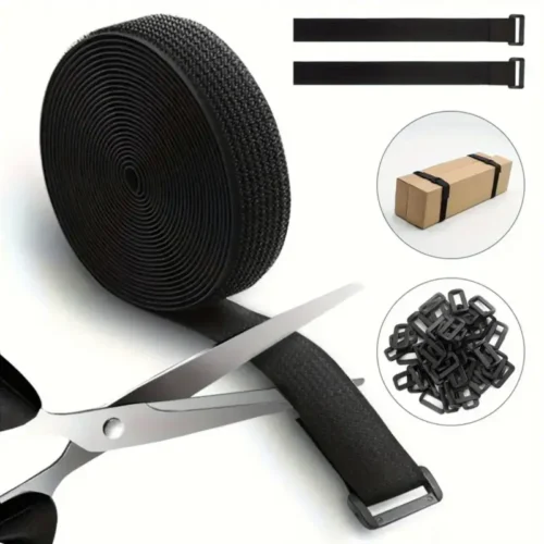 Cinghie di Fissaggio in Nylon 2.54cmX5mt con Clip Fermacavi Gancio Anello