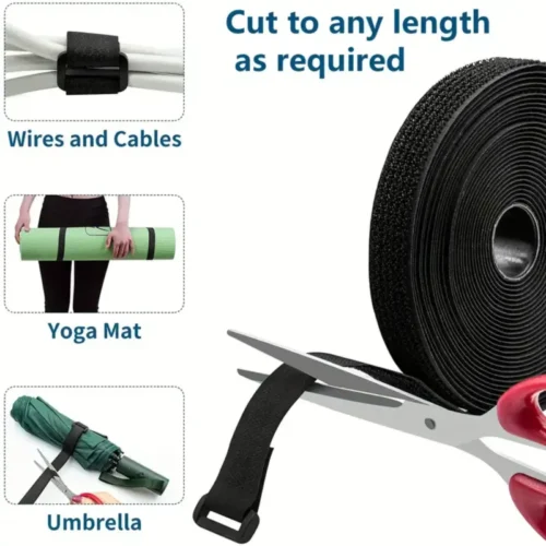 Cinghie di Fissaggio in Nylon 2.54cmX5mt con Clip Fermacavi Gancio Anello