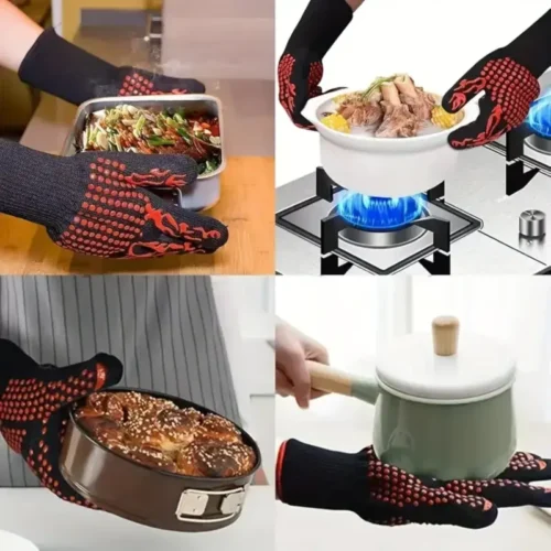 Guanti da Grigliata Barbecue Resistenti al Calore in Silicone Antiscivolo Forno