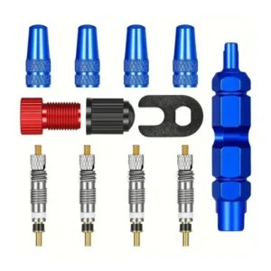 Strumento Rimozione Nucleo Valvola Ruota Bici con 10 Tappi 10 Nuclei in Plastica