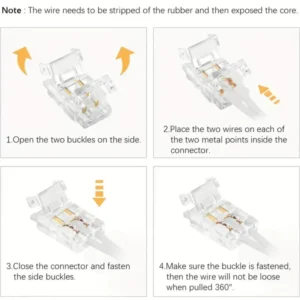 12Pzi Mini Connettori LED 8mm 2 Pin per Strisce LED Connettore Rapido