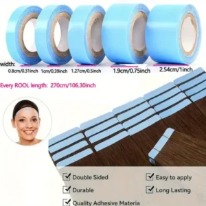 1 Rotolo Nastro Adesivo Doppia Faccia Parrucca Extension Invisibile 2cmX3mt