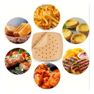 100Pzi Carta da Forno Friggitrice Aria Quadrata Usa Getta Cottura Vapore Forata
