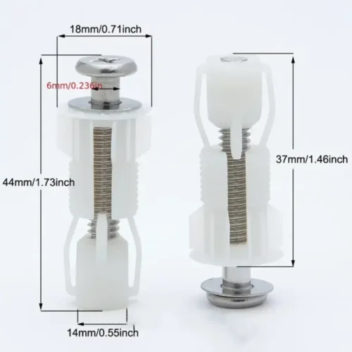 2 Coppie Viti di Fissaggio per WC Copriwater Espansione Nylon Sedile Gomma