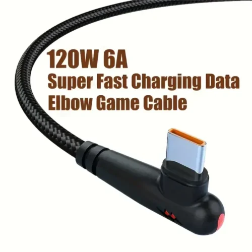 Cavo di Ricarica Veloce 120W Angolare Filo Intrecciato Type-C 6A Rosso