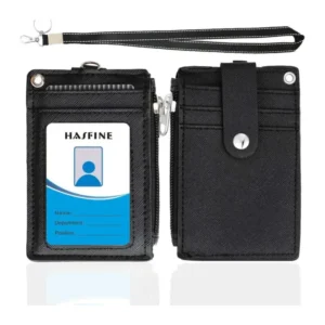 Porta Tessera in Ecopelle con Porta Carte e Laccetto Targhette Badge