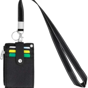 Porta Tessera in Ecopelle con Porta Carte e Laccetto Targhette Badge