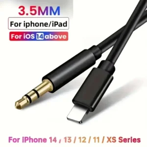 Adattatore da iOS a Cavo Aux Audio Jack 3.5mm per iPhone 14 13 12 11 X Nero